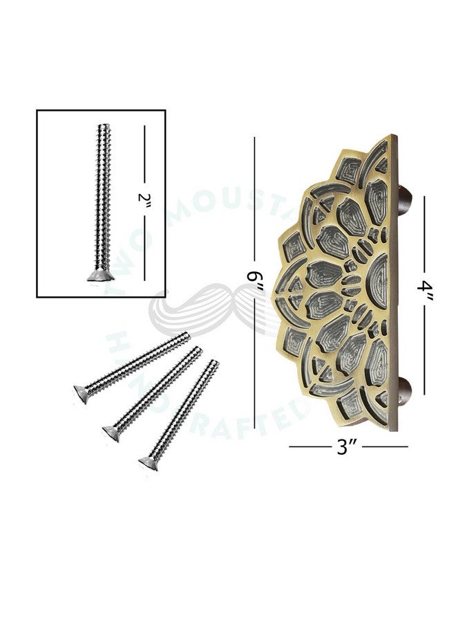 Two Moustaches Mandala Style 6 Inches Brass Door Handle Pair, Door Handles For Main Door, Antique Door Handles, Wooden & Glass Door Handle, Wardrobe Handles, Standard, Pack Of 2 - Brass, Pull Handle - Image 5
