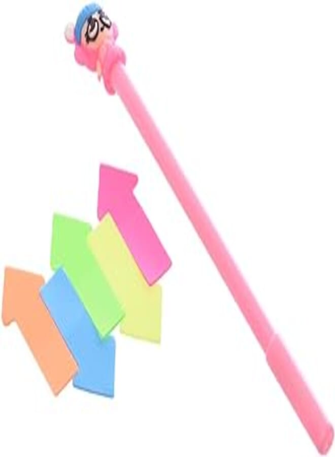 Winbook WN-NF03 Super Sticky Tabs Arrow Shape Pack of 5 Blocks 10 Sheets Per Block Assorted Colors with Cute Blue Ink Pen for Messages, Notes and Tasks - Multi Color