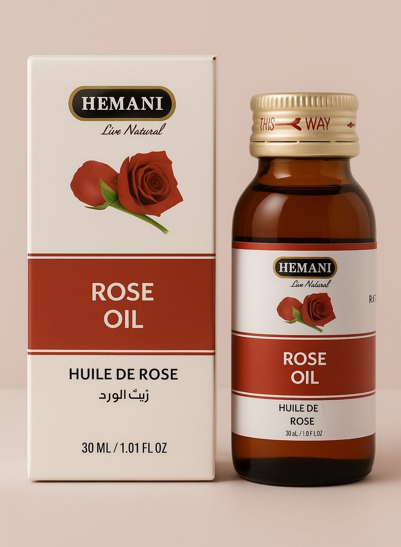 Hemani Rose Oil – 100% Natural Essential Oil for Glowing Skin & Hair Nourishment – Aromatherapy Grade – 30ml