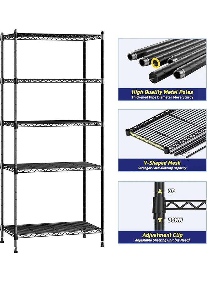 JCB CHIC Storage Shelves 5 Tier Garage Shelving Heavy Duty Adjustable Garage Shelves, Utility Rack Shelf, Shelving Units for Storage Warehouse Pantry Closet - Image 3