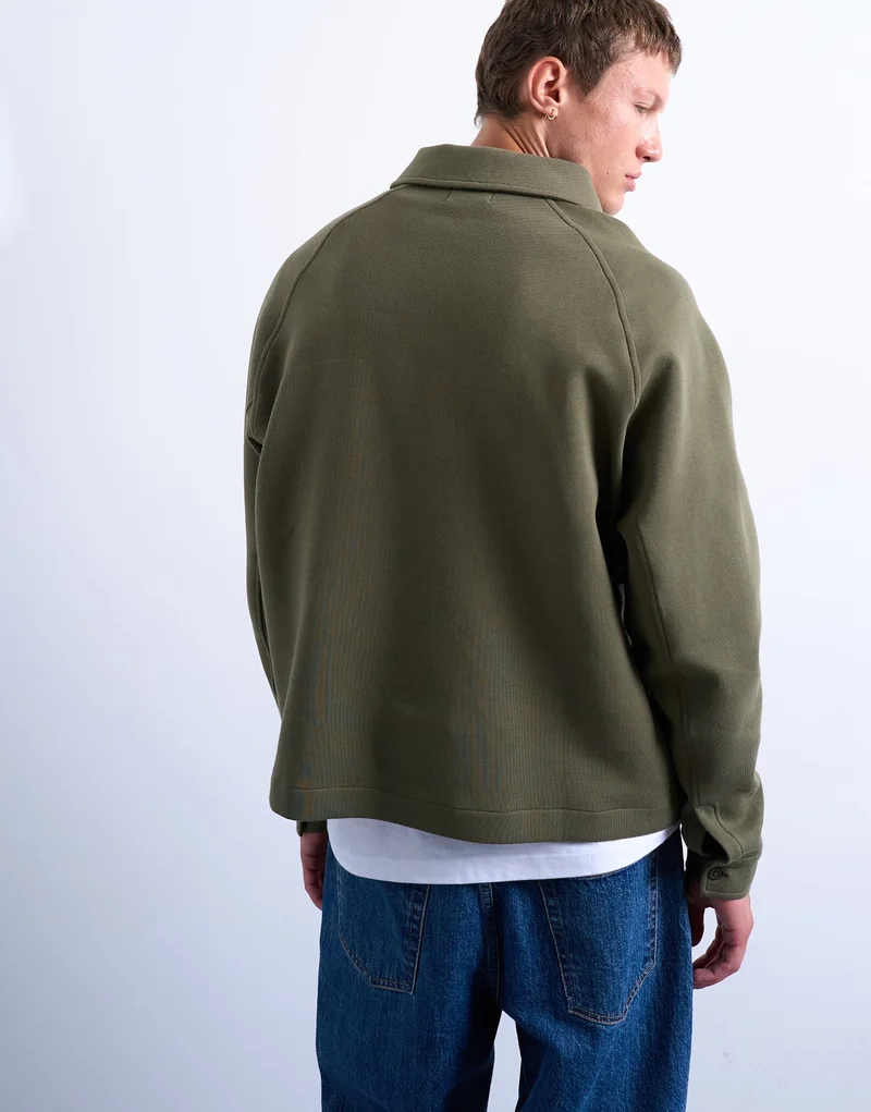 TOPMAN Oversized Fit Khaki Neoprene Polo