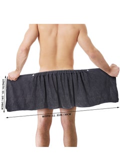 Excefore Towel Pants, Wearable Bath Towel Wrap for Men and Boys, 2 Pack, Soft Microfiber After Shower Towel Wrap Short Pants with Snap Closure, Perfect for Bathroom, Pool, Beach, Spa, Sauna (Grey, White)  - Image 3