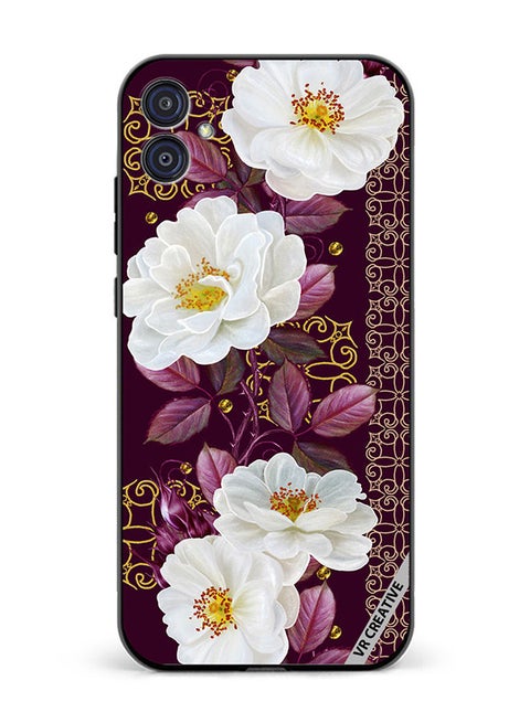 Protective Case Cover For Samsung Galaxy M04/F04 Vertical Floral Border Pattern Design Multicolour