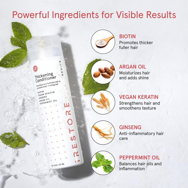 iRESTORE Biotin Hair Conditioner for Damaged Dry Hair - Good for Fine Hair Growth, Volumizing Thickening Conditioner with Ginseng & Argan Oil to Moisturize, Pair With Hair Loss Shampoo - Image 3