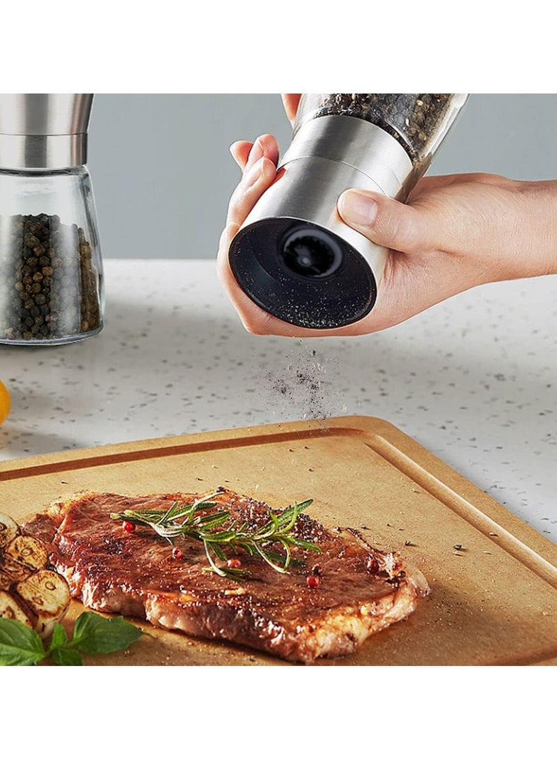 INFLUX Salt and Pepper Grinder, 2-Pack Stainless Steel Salt & Pepper Grinders Refillable Set with Adjustable Coarseness for Sea Salt, Black Peppercorn, Spices (2 Pack) - Image 2