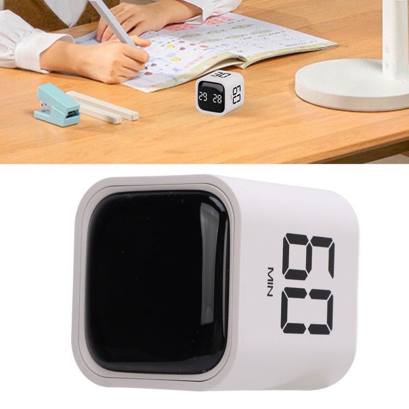 Rotating Countdown Timer: White, Type C Fast Charging, 2 Volume Levels Vibration Mode - Pause Reset Functions, Versatile Timer for Cooking, Studying, Work And Daily Activities - Image 4
