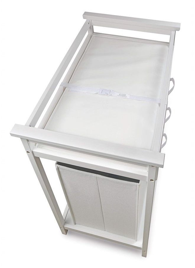 Badger Basket - Modern Baby Changing Table with Laundry Hamper, 3 Storage Baskets, and Pad - Image 1