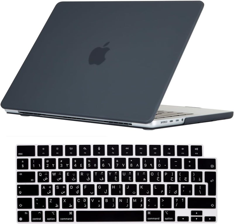 سيفن لاين متوافق مع حافظة MacBook Pro 16 بوصة 2023 2022 2021 غير لامعة صلبة للكمبيوتر المحمول لـ Mac Pro 16 بوصة موديل جديد A2780 A2485 M2 M1 Pro/Max وغطاء لوحة مفاتيح عربي (تخطيط الإمارات)، أسود - Image 1