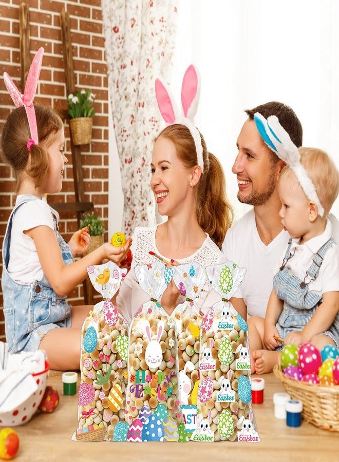 GOMANCHE Easter Cellophane Bags, 100pcs Easter Treat Bags with Gold Twist Ties for Kids Easter Party Favor Supplies - Image 5