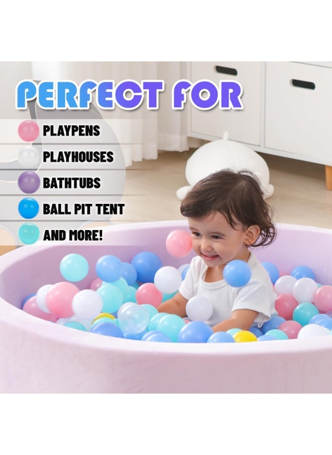 ZERIFAM 100-Piece Soft Ocean Pit Toy Balls, Ocean Balls for Kids, 2.2" Crush-Proof Plastic, BPA Free, Non-Toxic, 7 Vibrant Colors, Includes Reusable Mesh Bag  - Image 2