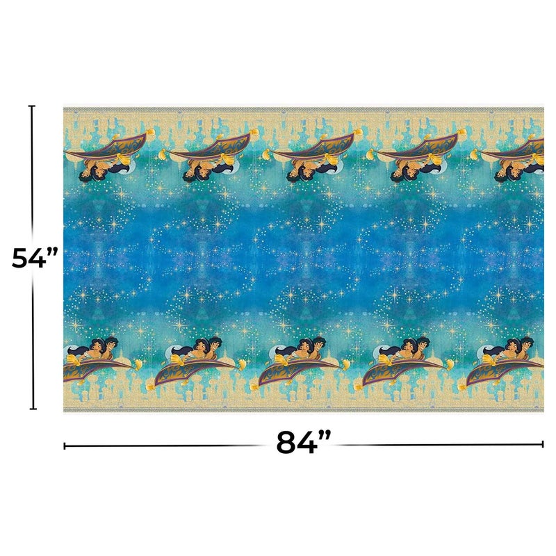 Unique Multicolor Plastic Disney Aladdin Rectangular Table Cover (54"x84") 1 Count - Reusable & Easy Cleanup, Perfect for Aladdin Fans and Disney Themed Birthday Celebrations - Image 2