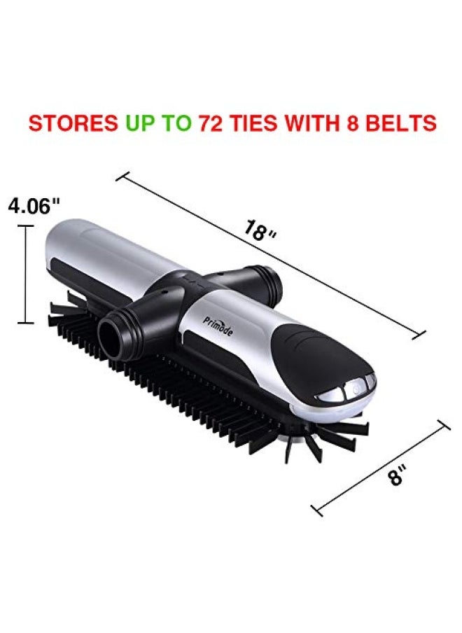 Primode - Motorized Tie Rack With Led Lights - Bonus Stainless Steel Tie Clip Set - Stores Up To 72 Ties With 8 Belts Rotation Operates With Batteries Includes J Hooks For Wire Shelving - Image 1