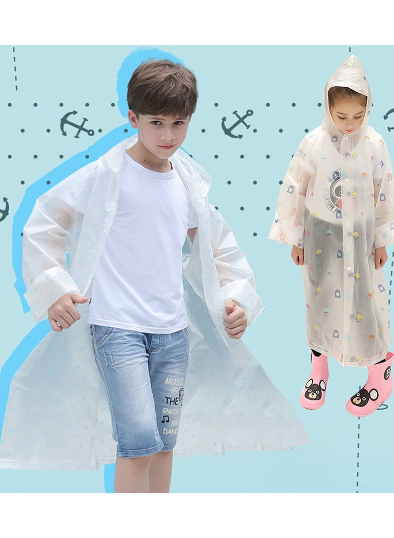 KASTWAVE Kids Waterproof Rain Coat, Hooded Children's Waterproof and Reflective Raincoat, Creative Printed Cute Animal Pattern, with Adjustable Buttons and Windproof Cuffs - Image 3