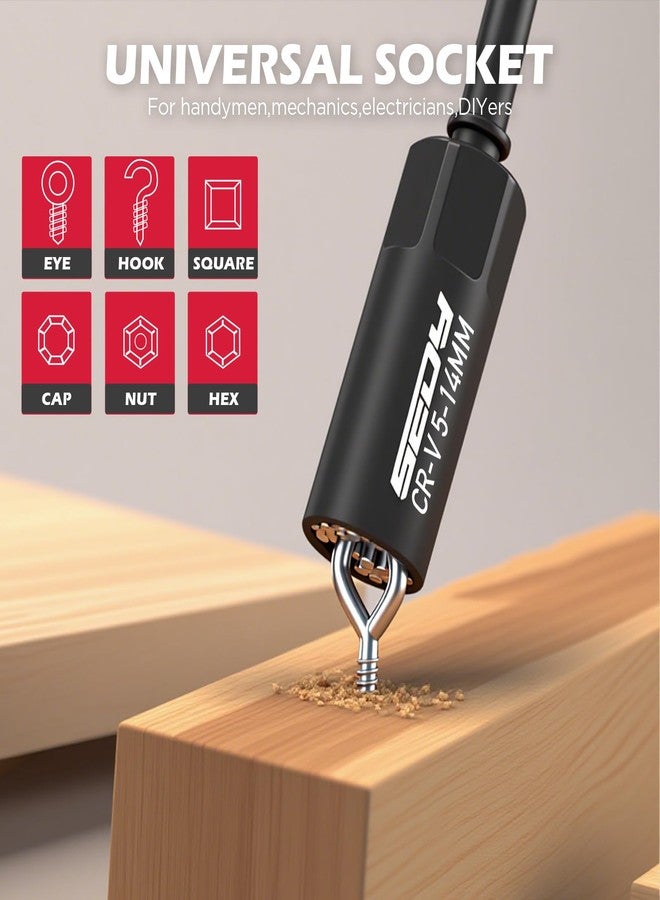 سيدي مجموعة مفكات صواميل مغناطيسية ممتازة بقطر 1/4 بوصة، مكونة من 41 قطعة، مترية ومعيارية وعميقة من SAE، مع محولات مقبس، ومفتاح ربط سقاطة 2 في 1، ومفك صواميل مجنح، ومقابس عالمية، وحامل بت سريع الفك. - Image 5