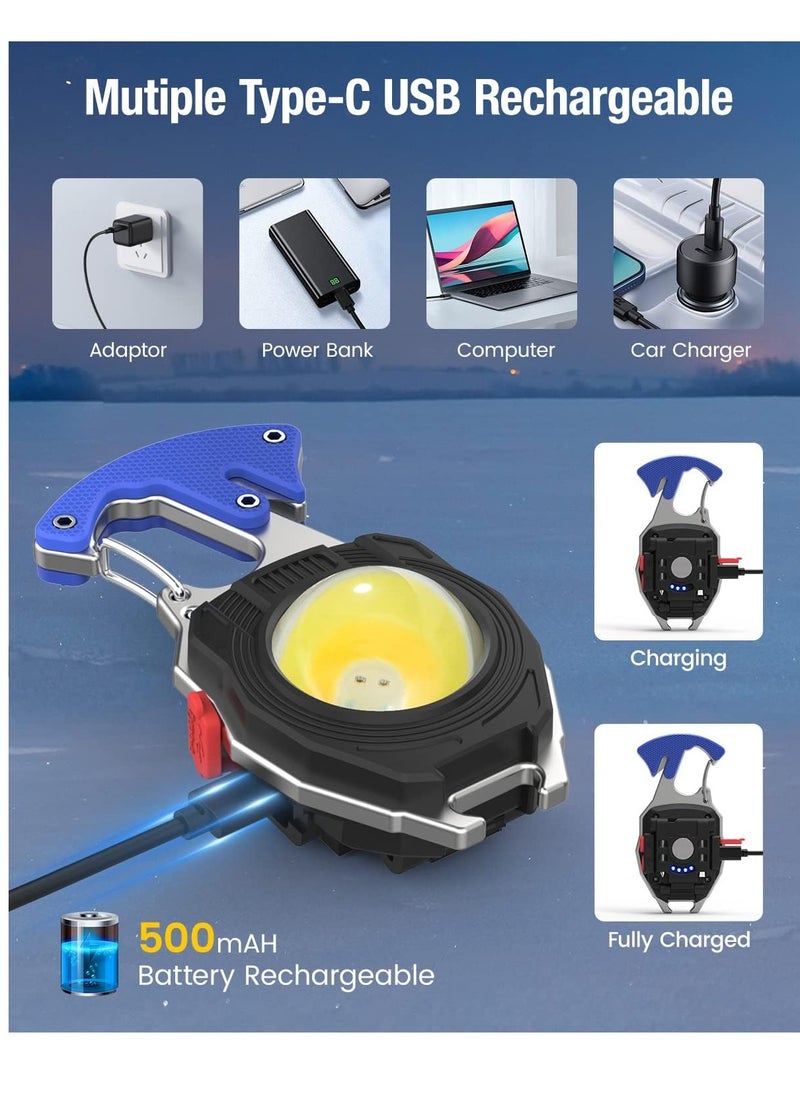Generic - Emergency Light Keychain Work Light, 7 Modes Mini Rechargeable Torch, IPX5, 800 Lumens , Multifunctional Portable Light with Whistle Blade Magnetic Base for Camping Emergency Lighting - Image 1