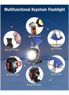 Generic Emergency Light Keychain Work Light, 7 Modes Mini Rechargeable Torch, IPX5, 800 Lumens , Multifunctional Portable Light with Whistle Blade Magnetic Base for Camping Emergency Lighting  - Image 4