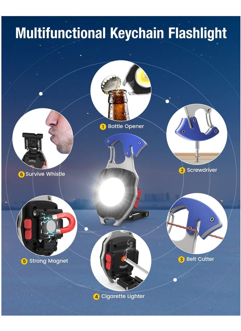 Generic - Emergency Light Keychain Work Light, 7 Modes Mini Rechargeable Torch, IPX5, 800 Lumens , Multifunctional Portable Light with Whistle Blade Magnetic Base for Camping Emergency Lighting - Image 1