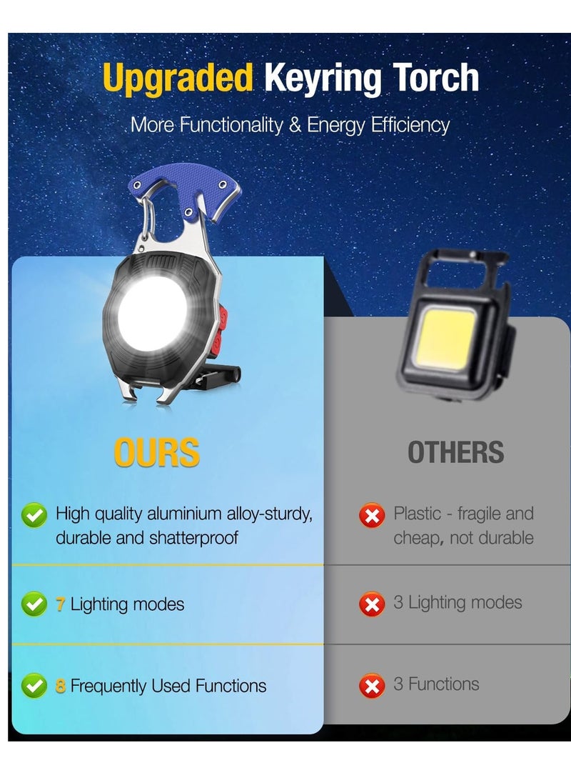 Generic - Emergency Light Keychain Work Light, 7 Modes Mini Rechargeable Torch, IPX5, 800 Lumens , Multifunctional Portable Light with Whistle Blade Magnetic Base for Camping Emergency Lighting - Image 1