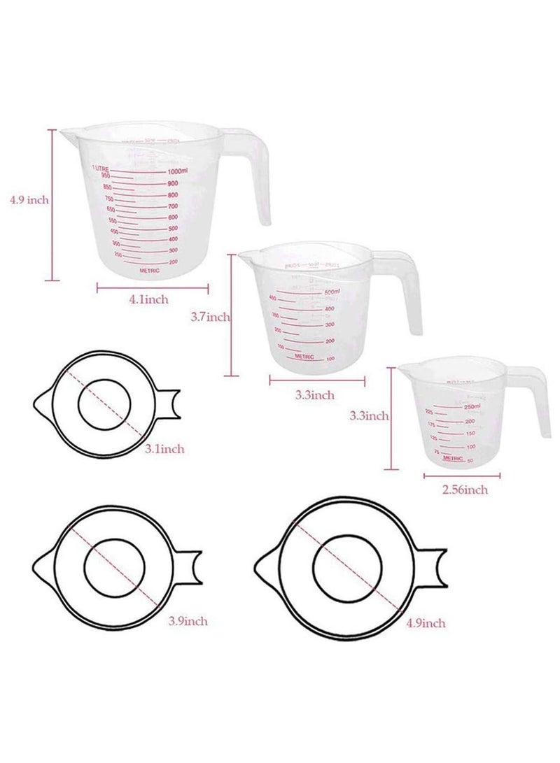 واي آند دي 3 Cups Multifunctional Plastic Tool Measuring Cup Set Best Jugs Fine Scale - Image 2