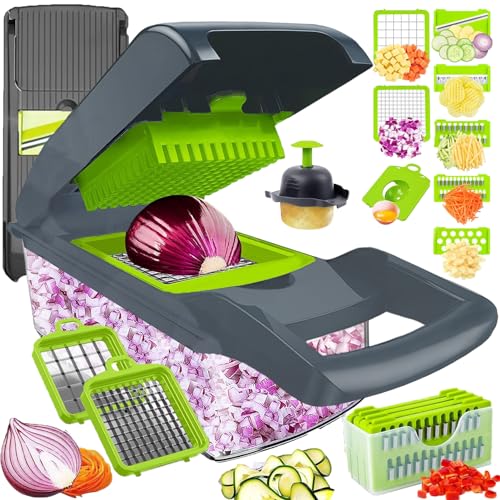 ProSeries 16in1 Vegetable Chopper Dewpeton Mandoline Slicer Veggie Chopper Food Chopper with Container Vegetable Cutter  Spiralizer for Onion Salad Home Essential Gadget  Kitchen
