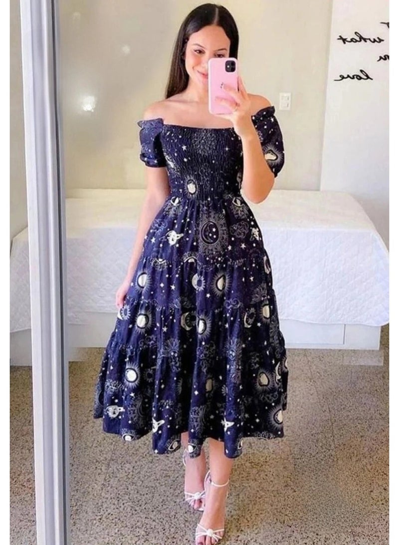 فستان مطبوع قطن ممتاز