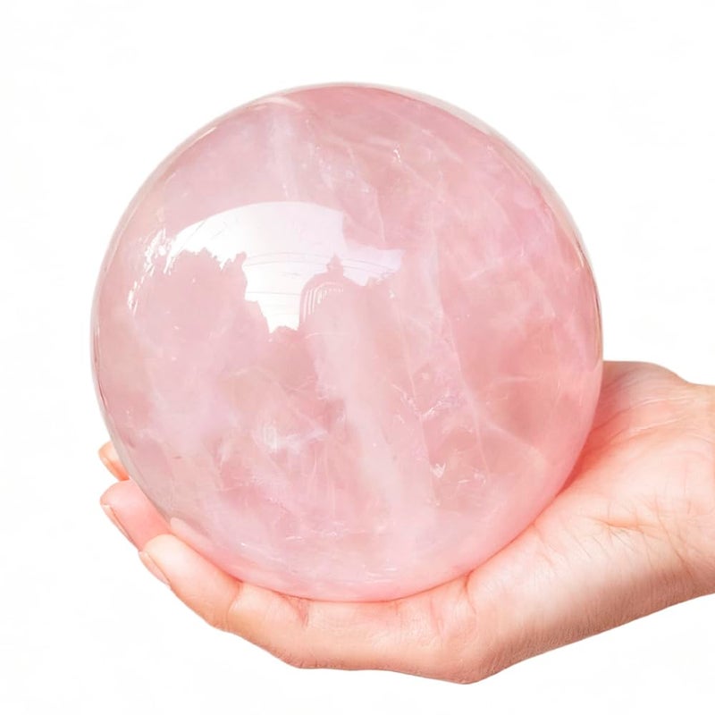 AierCrystal 276394inch710cm Natural Rose Quartz Crystal Sphere Polished Pink Crystal Decoration Ball Reiki Healing Gemstone Ball Home Desktop Ornament Commemorate Gift - Image 2