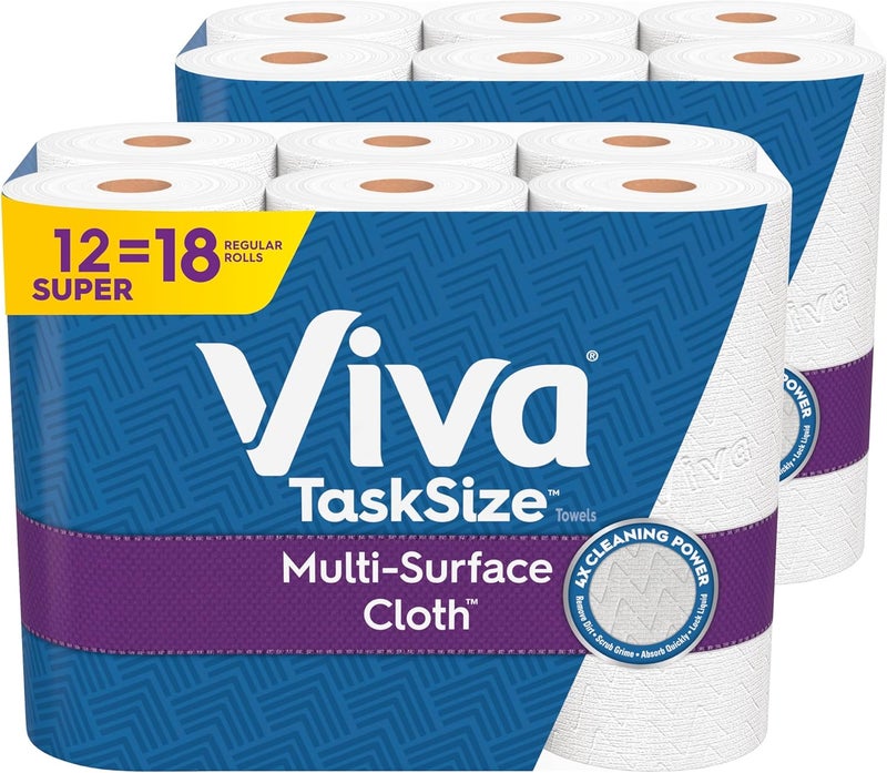 Viva Multi-Surface Cloth Paper Towels, Task Size - 12 Super Rolls (2 Packs of 6) - 81 Sheets Per Roll - Image 1