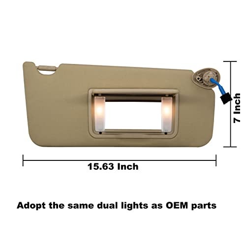 NHILES Passenger Right Sun Visor Compatible with Honda Accord 2008 2009 2010 2011 2012 2013 2014 2015 2016 2017 with Light Replaces # 83230TA0A91ZB (Beige) - Image 4