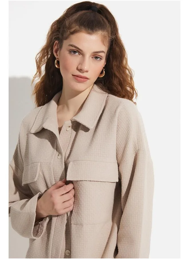JUNE June Pocket Detailed Shirt Stone