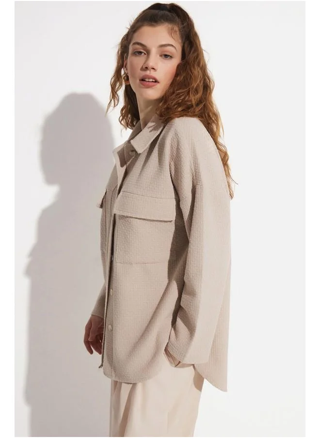 JUNE June Pocket Detailed Shirt Stone