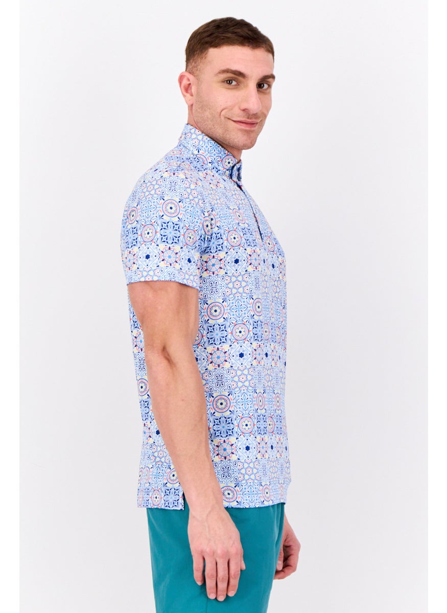 Tailorbyrd Men Allover Print Short Sleeve Beachwear, Multicolor  - Image 4