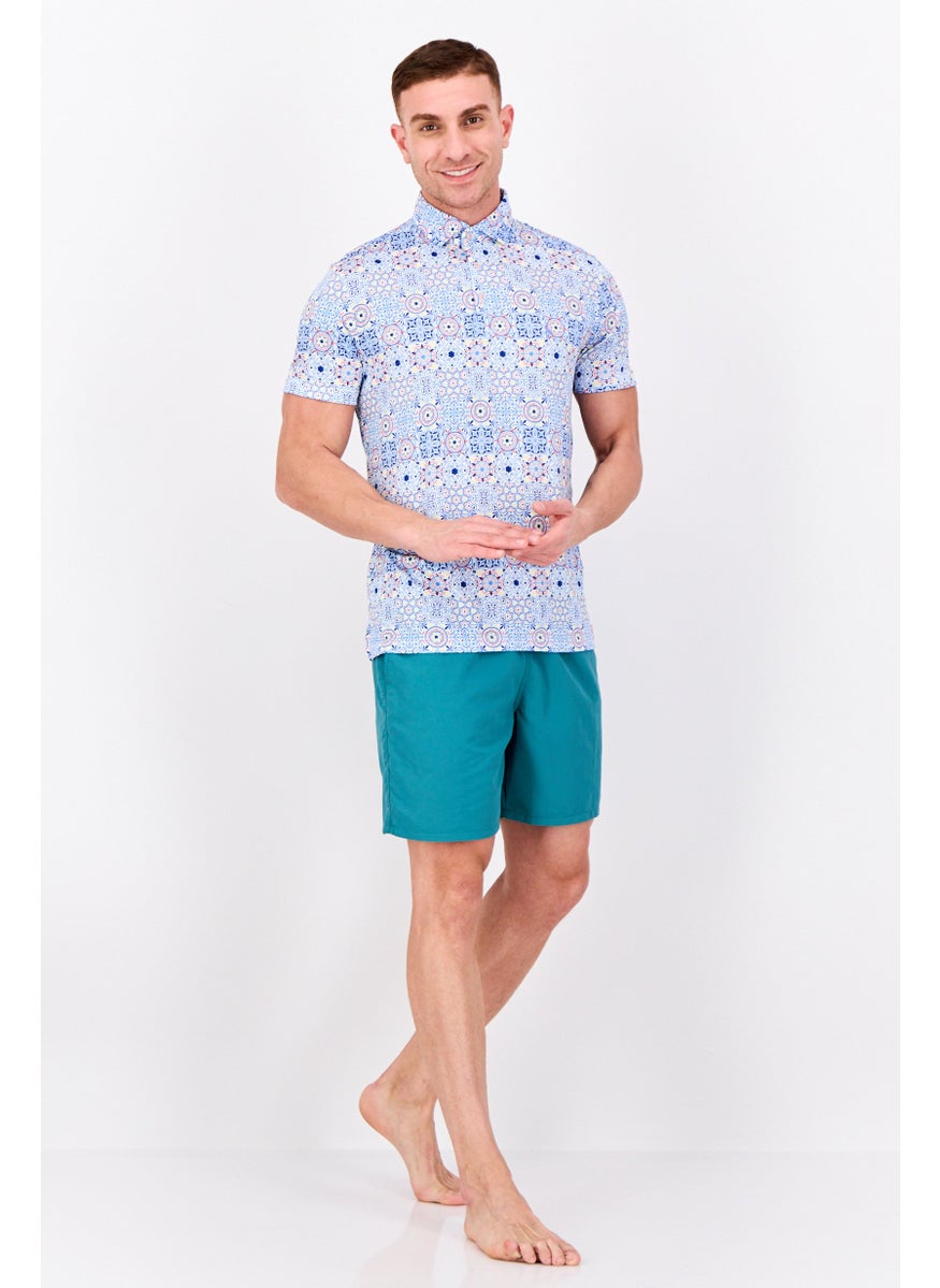 Tailorbyrd Men Allover Print Short Sleeve Beachwear, Multicolor  - Image 3