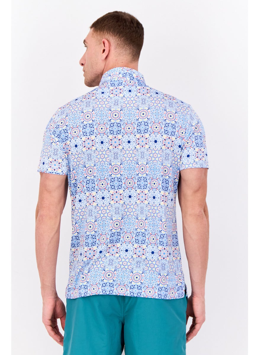 Tailorbyrd Men Allover Print Short Sleeve Beachwear, Multicolor  - Image 2