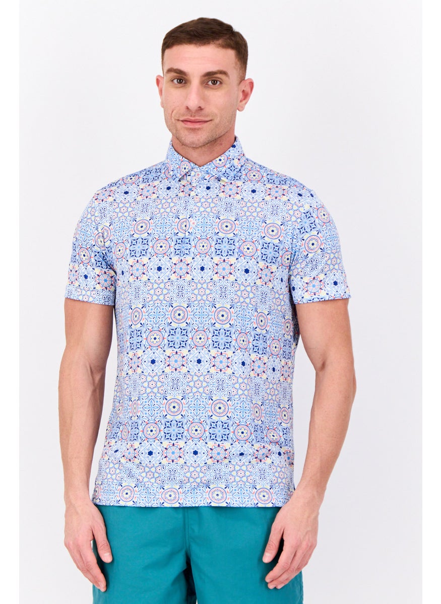 Tailorbyrd Men Allover Print Short Sleeve Beachwear, Multicolor  - Image 1