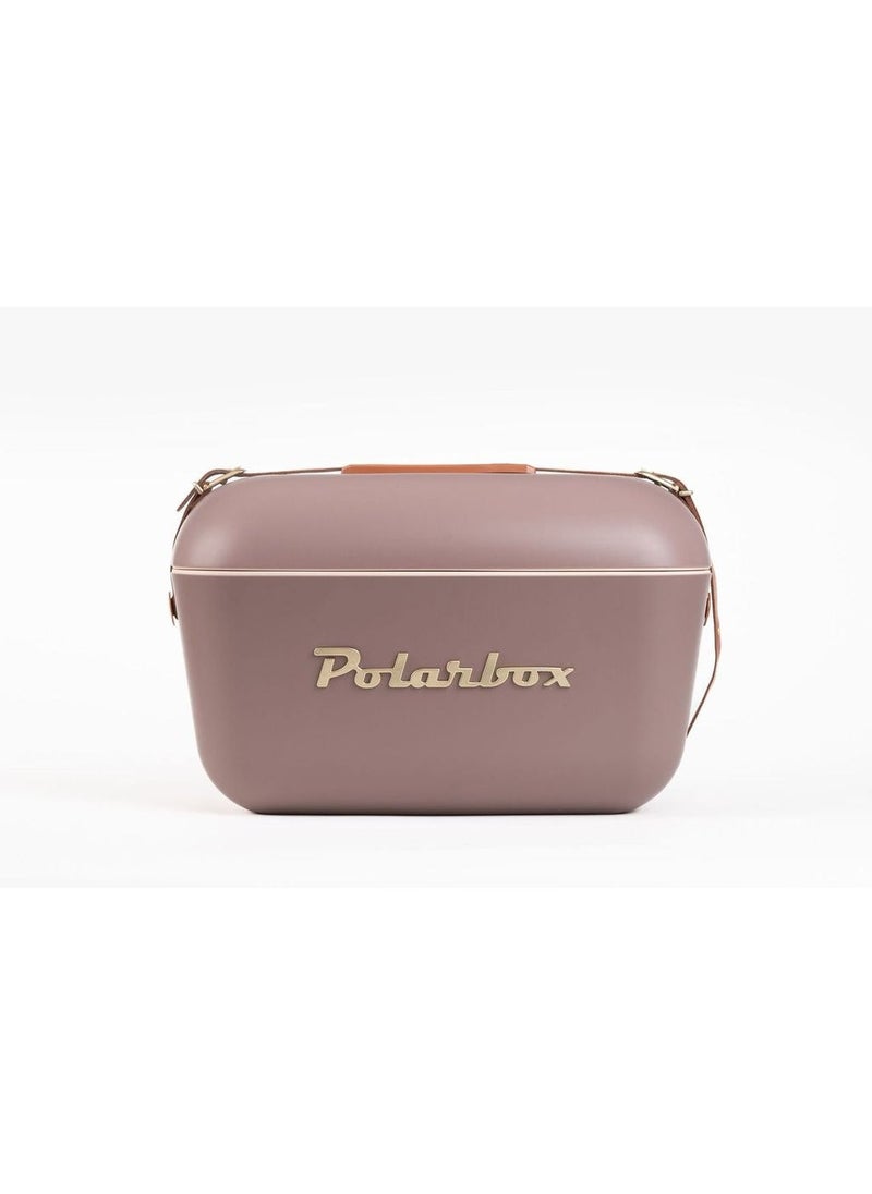Polarbox Polarbox® 12 L Ice Box - Portable - Rigid Thermal Insulated Cooler Box - For Outdoor Beach Picnic, Party Drinks & Food Use - Storage Box - Gold Edition - Mauve Cooler with Brown Leather Strap - Image 4