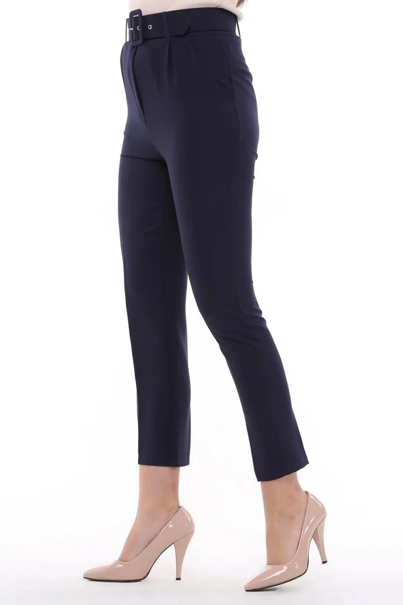 سيدي دينيم Cedy Women's High Waist, Belted, Pleated Ankle Length Woven Trousers, C3008 Beige
