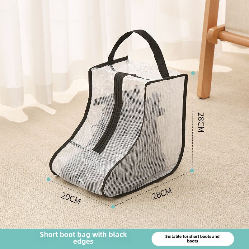 Transparent shoes storage bag travel shoes dust bag household moisture-proof waterproof boots finishing bag storage artifactBlack edge [28*20*28cm]] Black edge [28*20*28cm]]