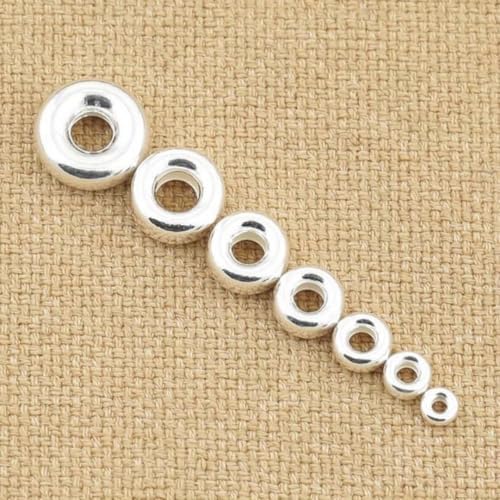 Adabele 20pcs Adabele Authentic 925 Sterling Silver Hypoallergenic Small Heishi Rondelle Loose Beads 4mm (0.16 Inch) Spacer (Large Hole 1.5mm) for DIY Craft Jewelry Making SS48 - Image 3