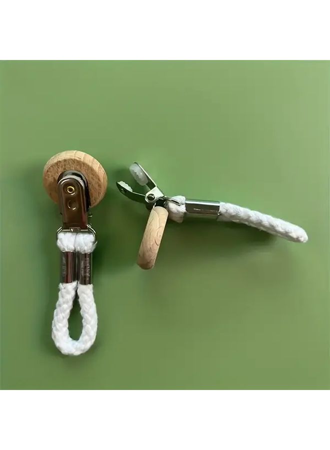 White 2 Pack Stainless Steel Towel Holders With Cotton Rope Wall Mount Bathroom Storage - Image 2