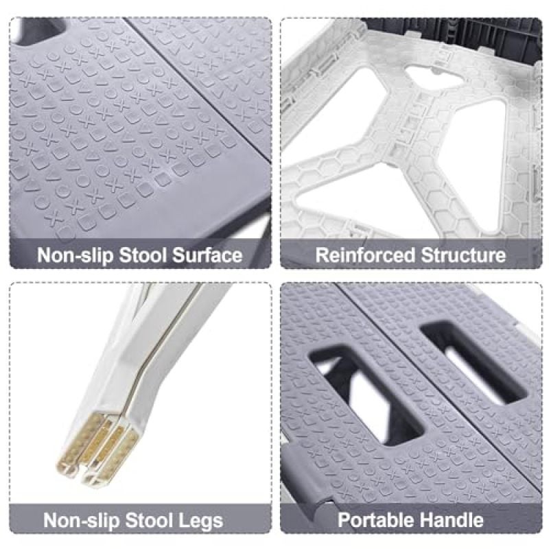 Shower Footrest Foldable Leg Shaving Pedestal - Waterproof Plastic Footstool with Corner-Friendly Design for Shower Shaving Step - Lightweight Sturdy Grey Bathroom Grooming Tool - Image 3