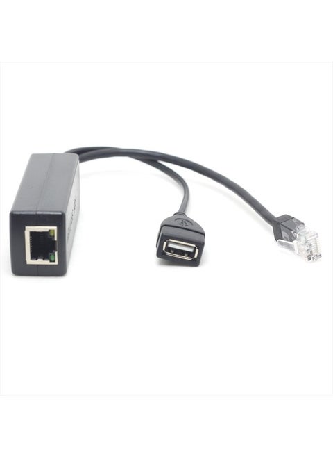 Active PoE Splitter 48V to 5V 2.4A USB Type A Female 802.3af Power Over Ethernet