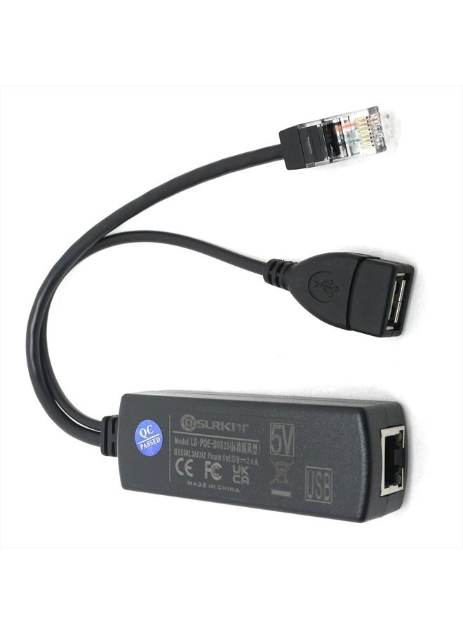 DSLRKIT Active PoE Splitter 48V to 5V 2.4A USB Type A Female 802.3af Power Over Ethernet  - Image 2
