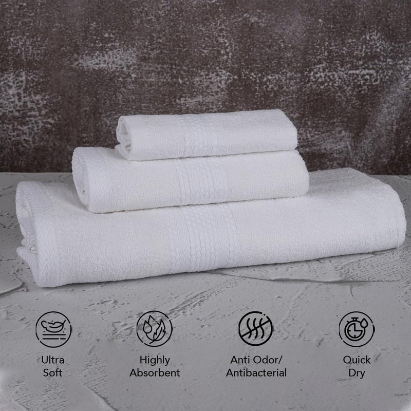 BePlush 3 Piece Towels Set Ultra Soft Highly Absorbent Anti Bacterial Bath Towel Hand Towel and Face Towel Perfect as a DiwaliHouse Warmingwedding gift 3 Gift Box White - Image 4