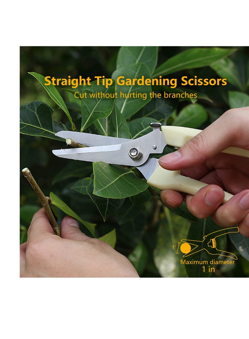 SYOSI Garden Scissors, 2 Pack Pruning Shears for Gardening, Garden Pruning Shears Set, 1 Bypass Pruner+1 Straight Blade Scissors, for Cutting Flowers, Trimming Plants, Bonsai, Fruits Picking  - Image 3