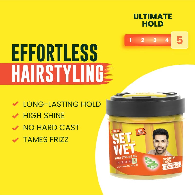 SET WET Set Wet Styling Hair Gel for Men Sport Extreme 250gm Extreme Hold High Shine For Short to Medium Hair No Alcohol No Sulphate - Image 3