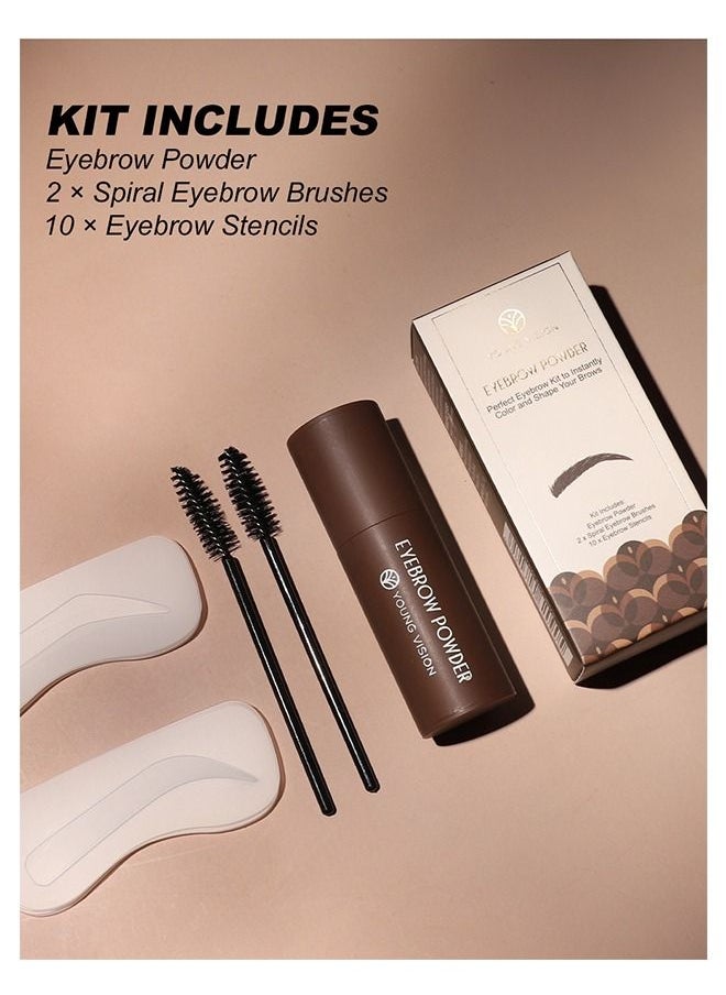 YOUNG VISION Eyebrow Stamp Shaping Kit, One Step Eyebrow Powder Stamp with 10 Reusable Eyebrow Stencils 2 Eyebrow Pen Brushes, Long Lasting Waterproof Eyebrow Makeup (Dark Brown)  - Image 4