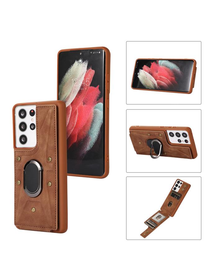 اس-توب جراب لهاتف Samsung Galaxy S21 Ultra 5G Armor Ring Wallet غطاء خلفي للهاتف - Image 1