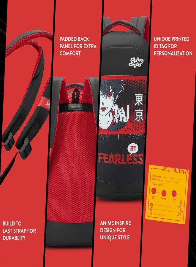 سكاي باجز حقيبة ظهر مدرسية Skybags Kyro RC 03 Rebel باللونين الأحمر والأسود بثلاثة أقسام - Image 5