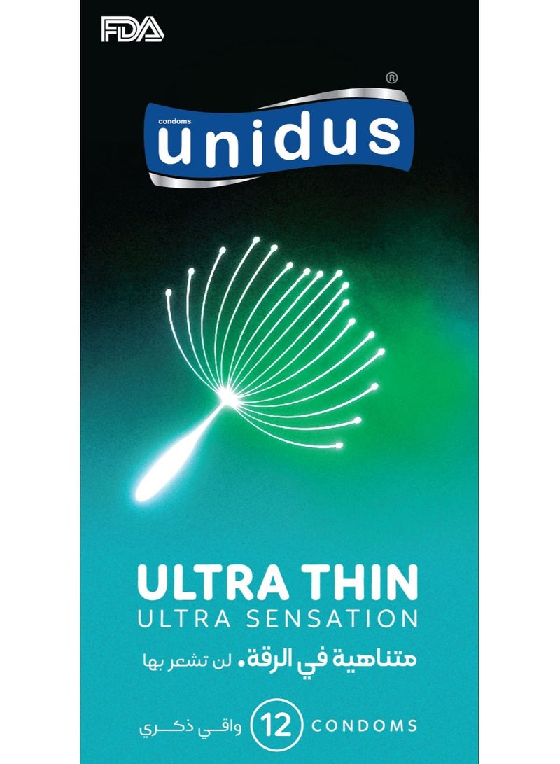 Unidus Condom - ULTRA THIN - Ultra Sensation - Lubricated Condoms for Men - Pack of 12 - Image 2