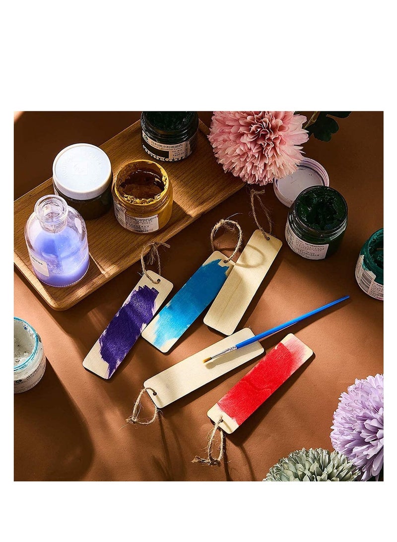 DIY Wooden Blank Bookmarks for Crafting - Unfinished Rectangle Tags with Holes and Ropes for Wedding and Birthday Party Decorations - Set of 24 - Image 2